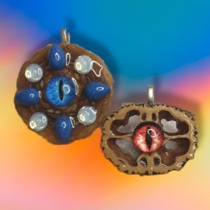 Pinecone and Walnut Pendant Duo